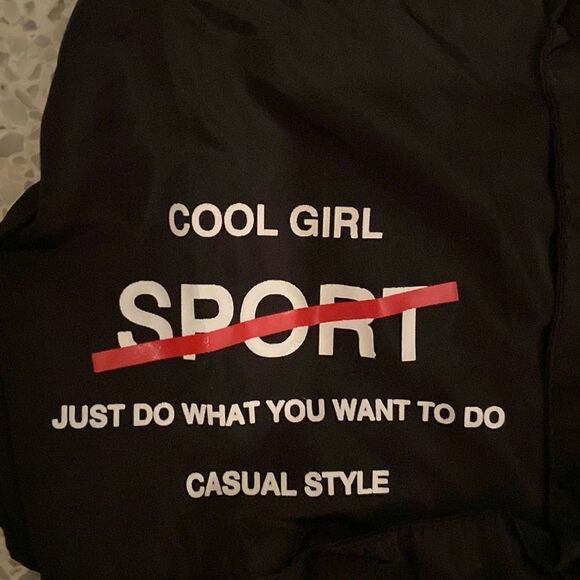 WOMENS NYLON PANTS BLACK SMALL COOL GIRL SPORT JUST DO WHAT YOU WANT TO DO - Picture 2 of 4